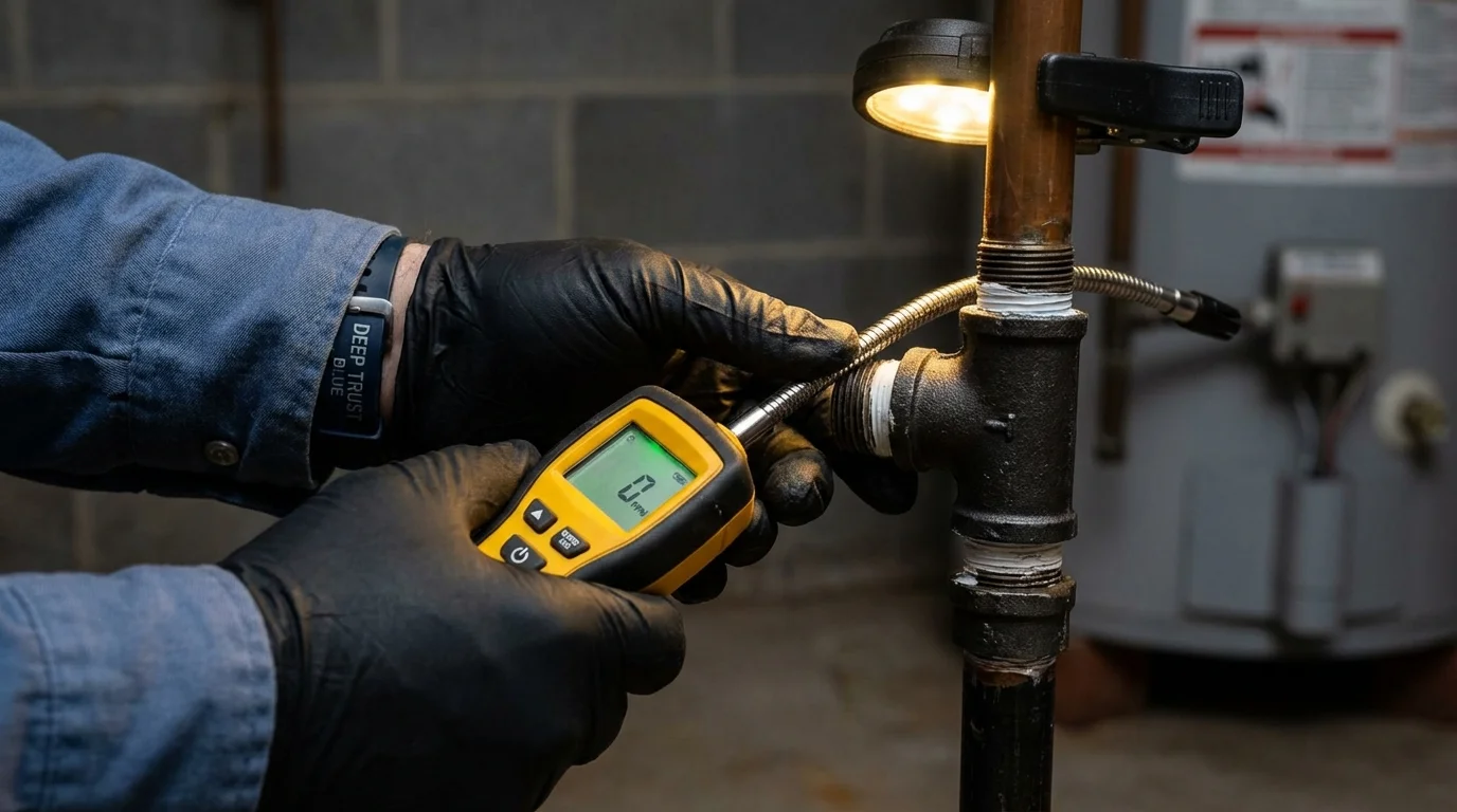 Gas leak detection with electronic sniffer by Johns Plumbing LLC in Watseka